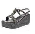 Cafe' Noir Sandali Plaetau Con Zeppa Nero - Taglia 37 Scarpe Donna Sandali Zeppa