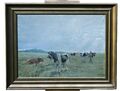 Harald Kjaer (1876-1948) - COWS IN THE GLEADING INTERESTING OIL PAINTING