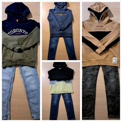 jungen bekleidung paket 134 8-tlg. Herbst Winter Top4 Jeans  4 Hoodies