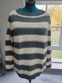 Pullover Strick Grau/Beige/Gold Gr. 44/46