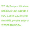 WD My Passport Ultra Mac 6TB Silver USB-C/USB3.0 HDD 6,35cm 2,5Zoll Metal finish