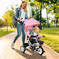 HOMCOM 6 in 1 Dreirad mit Schubstange, Kinderdreirad mit Sicherheitsgurt Rosa