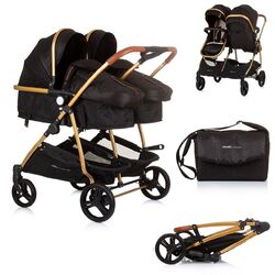 B-Ware Chipolino Geschwisterkinderwagen Duo Smart klappbar umbaubar schwarz