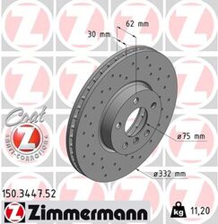 2x ZIMMERMANN Bremsscheibe SPORT Z 150.3447.52 für BMW X5 E70 X6 E71 E72 F15 F85