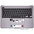 Passend für Apple MacBook Pro 13" A2289 grau Handauflage Topcase UK hintergrundbeleuchtete Tastatur