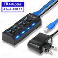 USB 3.0 4 Port Hub Aktiv mit Netzteil Verteiler USB für Windows PC Laptop DE