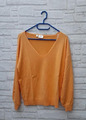 Oversize Damen Pullover Pulli V-Ausschnitt cremeorange Gr. 36/38 S - NEU -