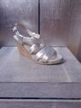 Neuwertig MINOZZI Plateau Sandalen Gr 40 silber Korb Keilabsatz Sandaletten 1193