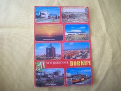 AK Postkarte * Nordseeheilbad Borkum * 8 Bilder * gelaufen mit Briefmarke 1987