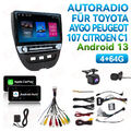 Für Toyota Aygo Citroen C1 Peugeot 107 GPS BT RDS 2G+64G Android 13 Autoradio 