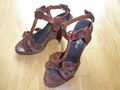 CHILLANY Damen Sandalen Sandaletten Keilabsatz hoher Absatz High Heels Gr. 36