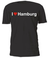 T-SHIRT mit Aufdruck I ❤️ Hamburg, Shirtfarbe wählbar, Aufdruck in 2 Farben