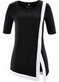 Longshirt Gr. 36/38 Schwarz Weiß Damen Kurzarmshirt Bluse Tunika Oberteil Neu