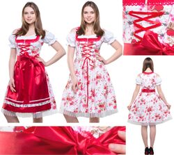 Dirndl Damen Neu Trachtenkleid 3 tlg Set Gr 34 36 38 40 42 44 Tracht knielang