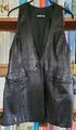 Comma, Leder Long Weste Nappa schwarz 38 Vintage