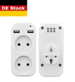 Doppelstecker Mehrfachstecker 2er Steckdose Steckdosenadapter 2fach mit 2 USB