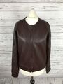 Calvin Klein Retro Leder Bikerjacke - UK10 - Burgund - Top Zustand