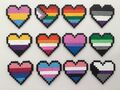 Hama Bead LGBT + Pride Pixel Hearts (7,5 cm x 7 cm)