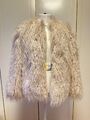 Zara Pelzjacke Jacke Lammfell kunstfell Rosé  Fell beige M S 36 38