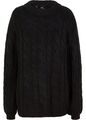 Oversize-Pullover mit Zopfmuster Gr. 40/42 Schwarz Damen Langarm Sweater Neu