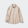 Uniqlo Damen Leinen-Bluse Leinen-Hemd Beige Gr. M 38/40 NP 49,95 Euro