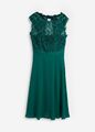 Elegantes Kleid mit zarter Spitze Gr. 48 Brillantgrün Damen Abendkleid Neu*