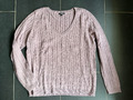 Montego Strickpullover mit Zopfmuster Gr. M mauve V-Ausschnitt Pulli von P&C