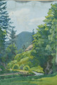 Berglandschaft, 1947 | Gouache Gemälde von Josef Quittan