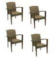 4x Konway MAUI Stapelsessel Lederlook Premium Polyrattan Garten Sessel Stuhl Set