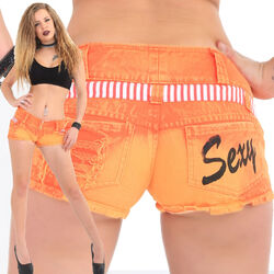 Hotpants SEXY Knack Po Beach Party orange Pants Panty low waist Urlaub xs- xxl