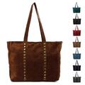 ITAL DAMEN LEDER TASCHE XXL SHOPPER Schultertasche Weekender Wildleder REISE BAG