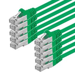 10 x 1m CAT.5e F/UTP Kabel geschirmt grün Patchkabel LAN DSL Netzwerk Ethernet