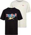 Reebok Jungen T-Shirt 2er Set Gr. L - Schwarz/Grau Kurzarm Kinder Freizeit NEU