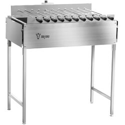 BBQ-Toro Mangal Holzkohlegrill Schaschlik Spiessdreher mit 11 Spießen Motor USB