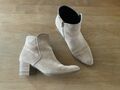 Gabor Damen Veloursleder Stiefelette, Gr. 39, Comfort, beige, wenig getragen