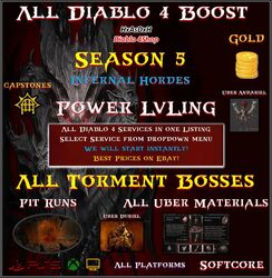  Diablo 4 Staffel 5  All Diablo 4 Boost  Power LvL  Gold  Uber Matten  Torment Run  Infernal Hordes  Torment Uber Bosses  Matten  Gold  24/7 