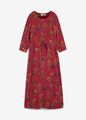 Oversize-Kleid Gr. 52 Beerenrot Floral Damen Langarm weites Viskosekleid Neu