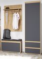 Garderobe Set Flurgarderobe 3-teilig Eiche grau Schuhschrank Paneel Bank Piazza