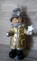 Winterkind--Junge m. Strickmütze--Weihnachtsdeko-gold/grau-Deko Figur--Tischdeko