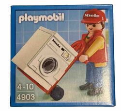 Playmobil 4903 Miele Techniker Spediteur Waschmaschine Sackkarre Limitiert NEU