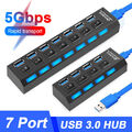 USB 3.0 Hub 4 7 Port Splitter Adapter mit Aktiv Netzteil Verteiler für PC Laptop