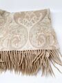 Wolldecke beige Fransen Cashmere Wohndecke Vintage Edelhaar Kuscheldecke alt