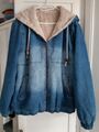 Jeansjacke Herren mit Teddyfutter und Kapuze Gr.L Blau Winterjacke 