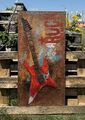 Metallbild Wand-Objekt Bild Gitarre Rot Rost 3-D Collage Blech Schrauben 120x60