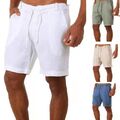 Leinen Freizeit Herren Shorts Bermuda Kurze Hose Mit Kordeln Stretch Größe*S-3XL