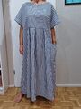 Damen Kleid Sommerkleid Streifen Gr. 5XL 54 blau weiß Maritim oversize 