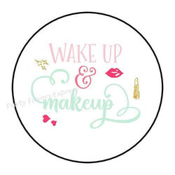 2cm 32xAufkleber Sticker Brief Post Wake Up Makeup bunt Rund R2870