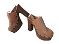 LAURA SCOTT ° chice Clogs Gr. 38 braun Leder Damen Schuhe Pantolette High-Heels