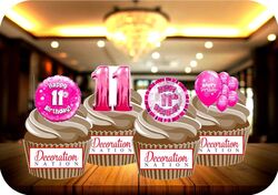 11. Geburtstag rosa Mix - 12 PREMIUM STAND UP essbar Kuchen Topper Mädchen Tochter