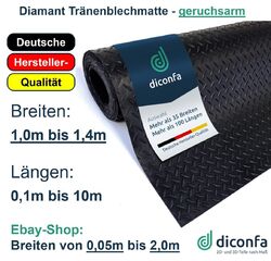 Gummimatte Diamant Tränenblech 3mm dick GERUCHSARM 110cm 120cm 130cm 140cm breitrutschfest - Noppenmatte Träne - Garage Haus Garten